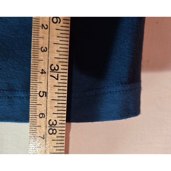 Eileen Fisher Blue Cowl Neck‎ Cap Sleeve Sheath Dress Women's XS Made in USA - Picture 4 of 5